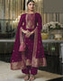 Trendy Traditional Party Wear Salwar Suit Purple Viscose Silk Pant Straight Front View